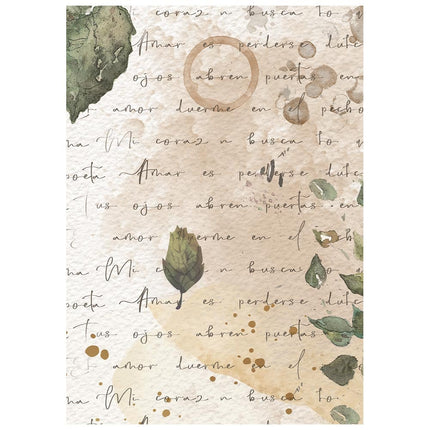 Printed 8 Rice paper A6 backgrounds selection for Art and Craft - Flowers and Poems