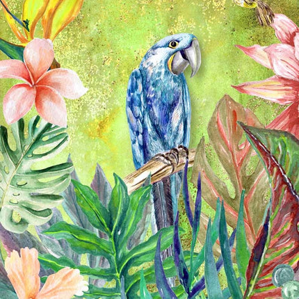 Tropical BLUE Bird with Green Background Rice Paper A4