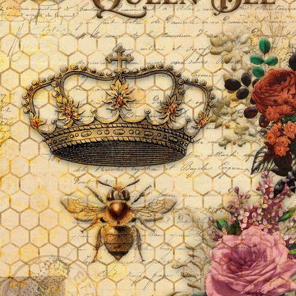 Queen Bee and Roses with Honeycomb Rice Paper A4