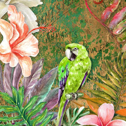 Tropical Green Bird Rice Paper A4