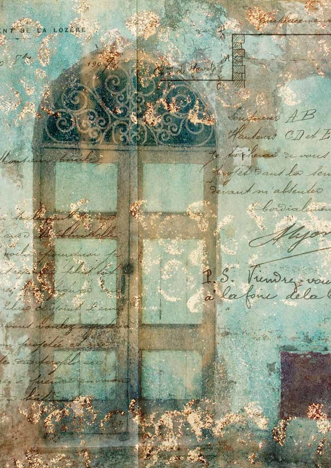 Antique Door with Scrollwork Rice Paper A4