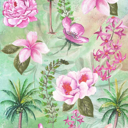 Tropical Floral Collage Rice Paper A4