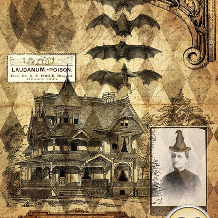 Halloween Haunted House with Witch A4