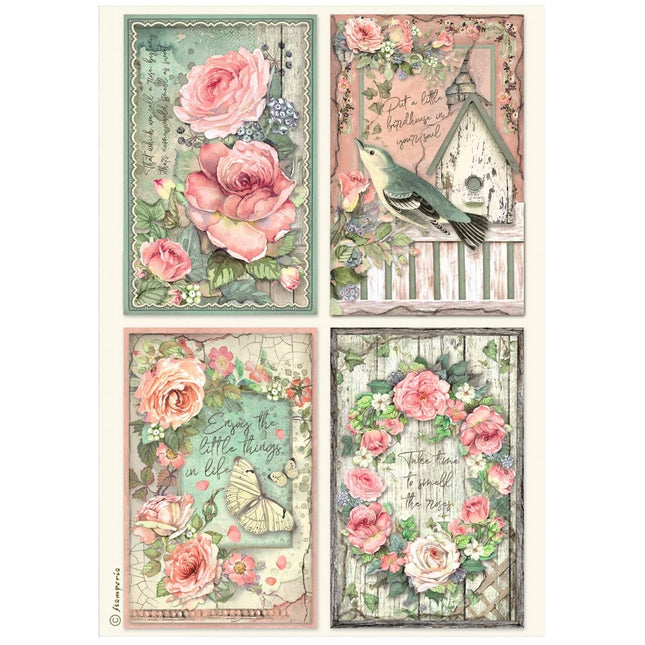 A4 Rice paper packed - House of Roses 4 cards