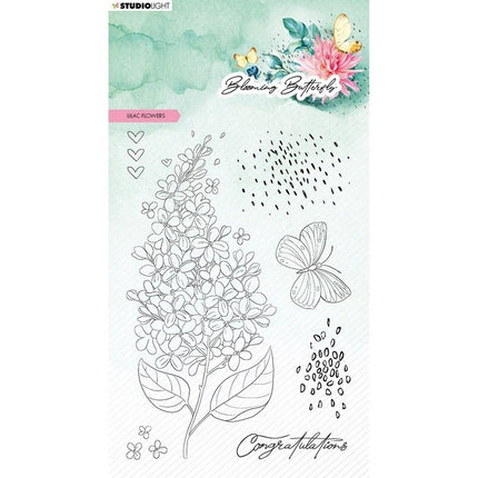 Studio Light • Blooming Butterfly Clear Stempels Lilac Flowers