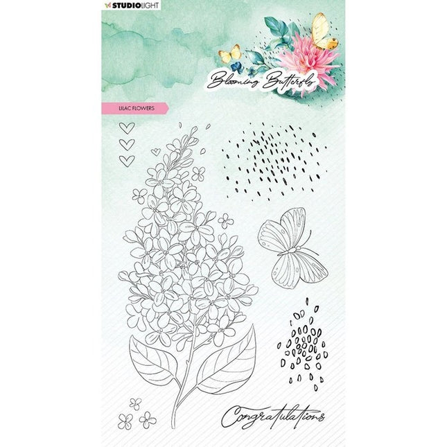 Studio Light • Blooming Butterfly Clear Stempels Lilac Flowers