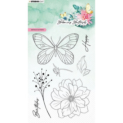 Studio Light • Blooming Butterfly Clear Stempels Birthday Butterfly