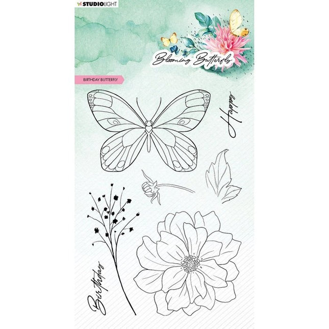 Studio Light • Blooming Butterfly Clear Stempels Birthday Butterfly