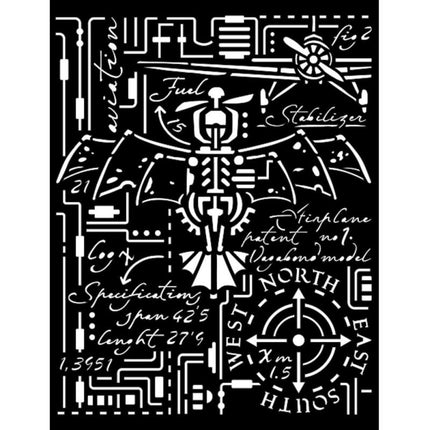 Thick stencil cm 20X25 - Sir Vagabond Aviator airplane