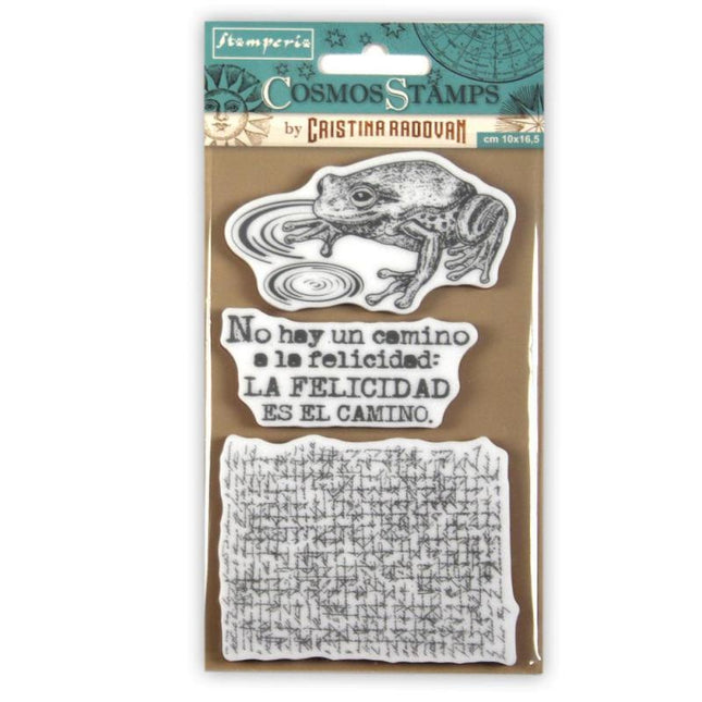 HD Natural Rubber Stamp cm.10x16,5 Cosmos frog