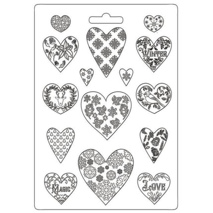 Soft Mould A4 - Christmas Patchwork hearts