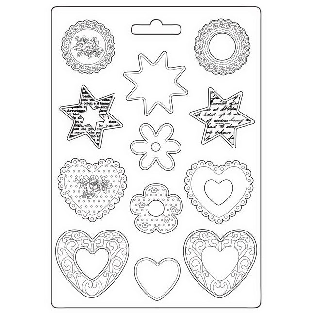 Soft Mould A4 - Blue Land starts and hearts