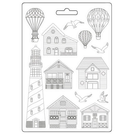 Soft Mould A4 - Sea Land houses and lighthouse