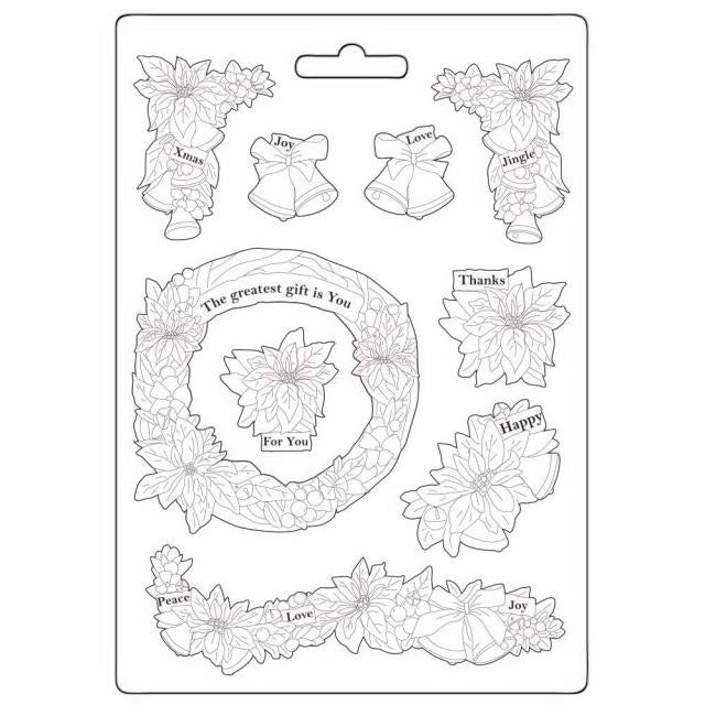 Soft Mould A5 - Poinsettia and garlands