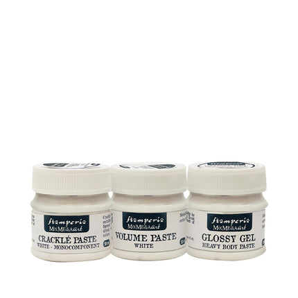 Selection mixed media paste : Volume paste, glossy, crackle 50ml