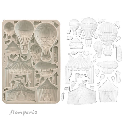 Silicon mould A5 - Alice in Christmas circus and air balloons