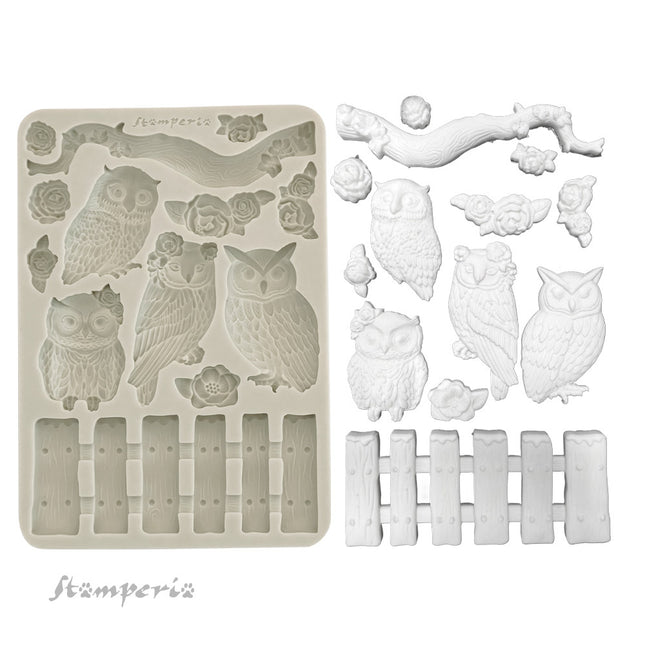 Silicon mould A5 - The Owl's House owls and branch