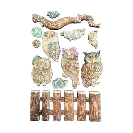 Silicon mould A5 - The Owl's House owls and branch