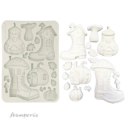 Silicon mould A5 - Whispering woods boots and pumpkin house