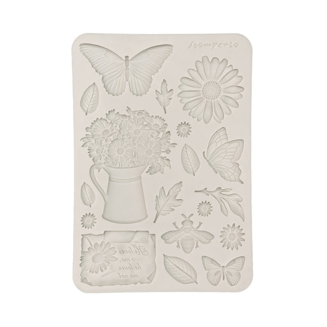 Silicon mould A5 - Daisy Art daisy and butterfly