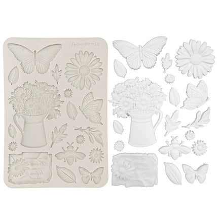 Silicon mould A5 - Daisy Art daisy and butterfly