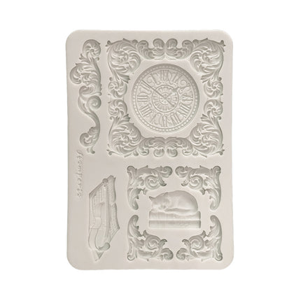 Silicon mould Designs A5 for Art and Craft - Symphony clock and cat