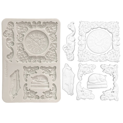 Silicon mould Designs A5 for Art and Craft - Symphony clock and cat