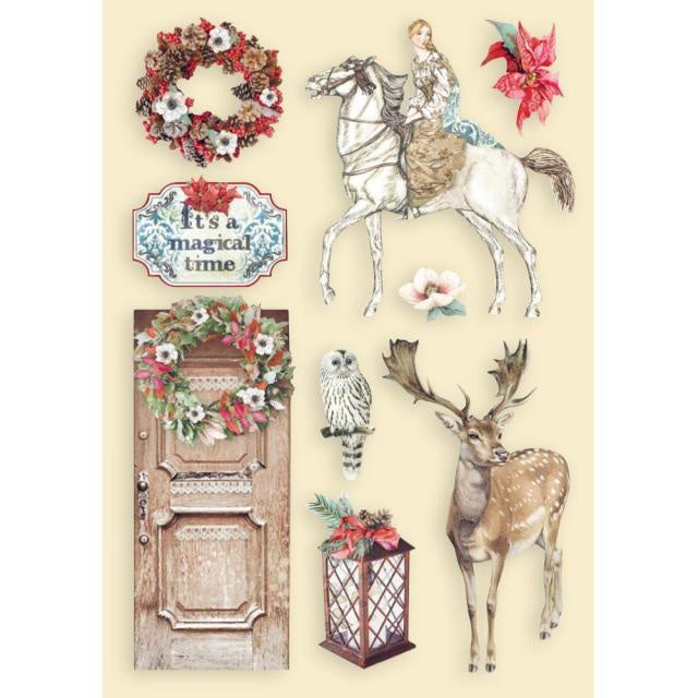 Colored Wooden shape A5 - Winter Tales horse and deer