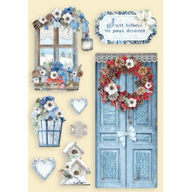 Colored Wooden shape A5 - Winter Tales door and window