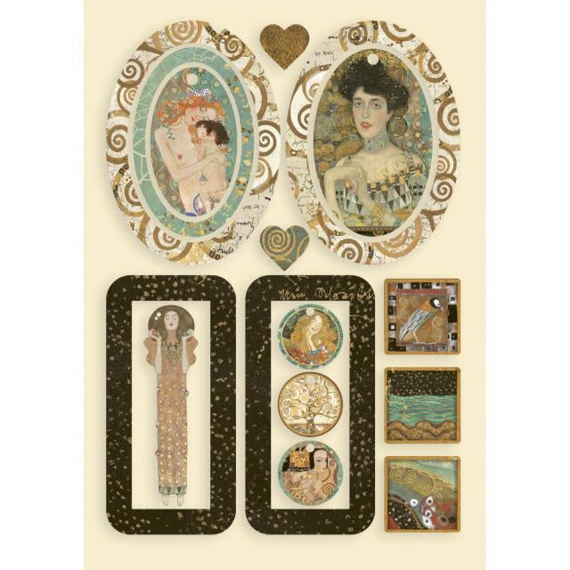 Colored Wooden shape A5 - Klimt bag handles and hearts
