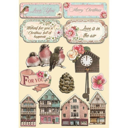 Colored Wooden shape A5 - Sweet winter village