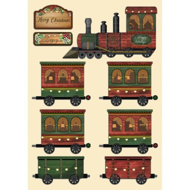 Colored Wooden shape A5 - Classic Christmas train