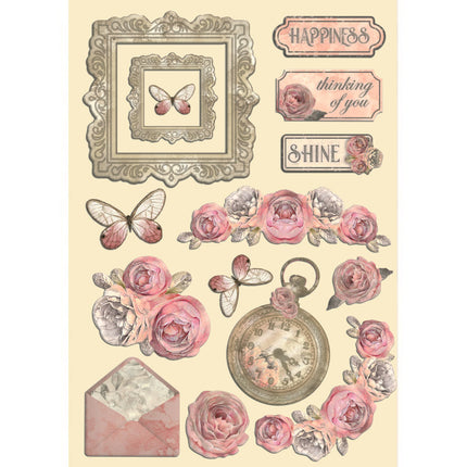 Colored Wooden shape A5 - Shabby Rose