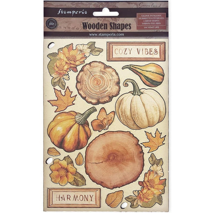 Colored Wooden shape A5 - Golden Harmony pumpkins