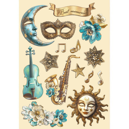 Colored Wooden shape A5 - Masquerade