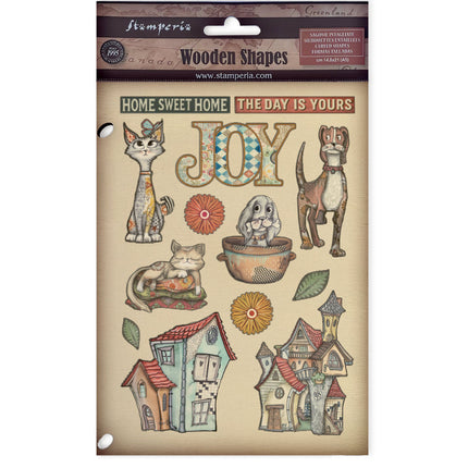 Colored Wooden shape A5 - Furry Friends