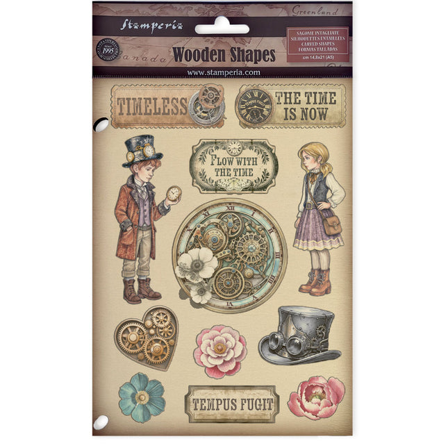 Printed decorative Wooden shape for Art and Craft A5 - Gardens of Time