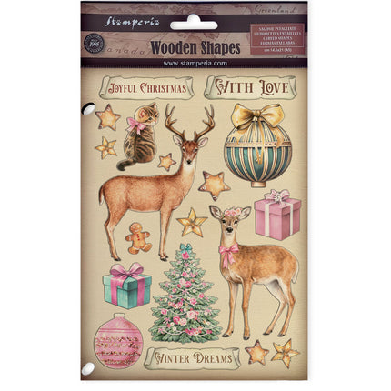 Printed decorative Wooden shape for Art and Craft A5 - Winter Magic