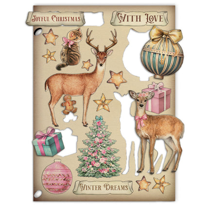 Printed decorative Wooden shape for Art and Craft A5 - Winter Magic
