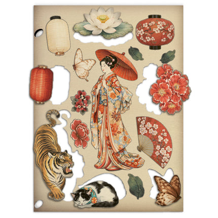 Printed decorative Wooden shape for Art and Craft A5 - Oriental Garden