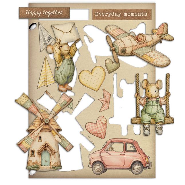 Printed decorative Wooden shape for Art and Craft A5 - Family