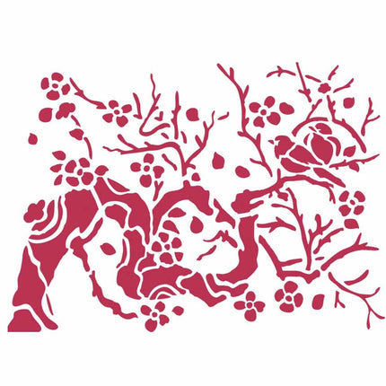 Stencil D cm. 20x15 Bird on branch