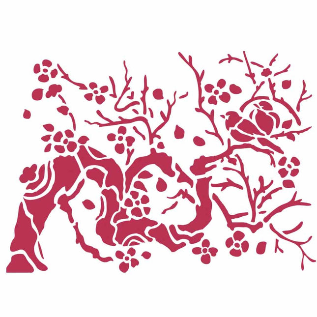 Stencil D cm. 20x15 Bird on branch
