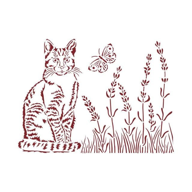 Stencil D cm 20x15 -  Provence cat