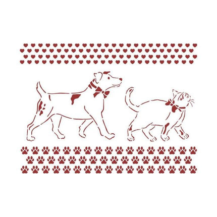 Stencil D cm 20x15 -  DayDream dog and cat