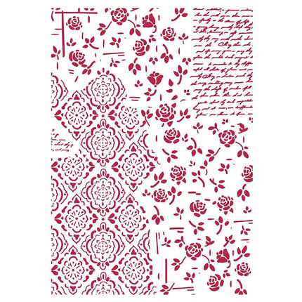 Stencil G cm. 21x29,7 Roses and decorations