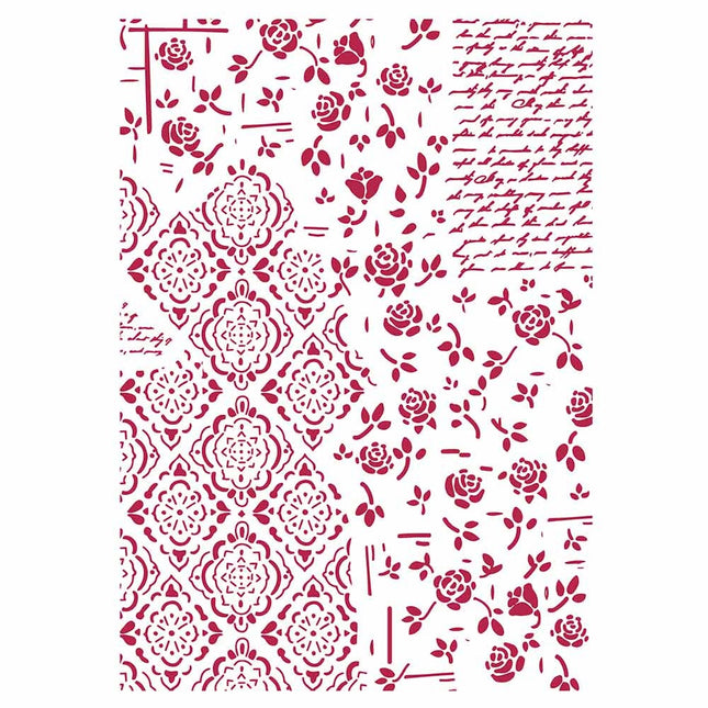Stencil G cm. 21x29,7 Roses and decorations
