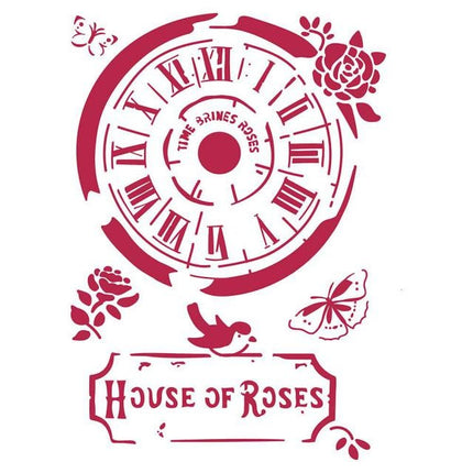 Stencil G cm. 21x29,7 Clock House of Roses