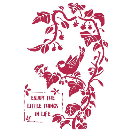 Stencil G cm. 21x29,7 Little bird on branch