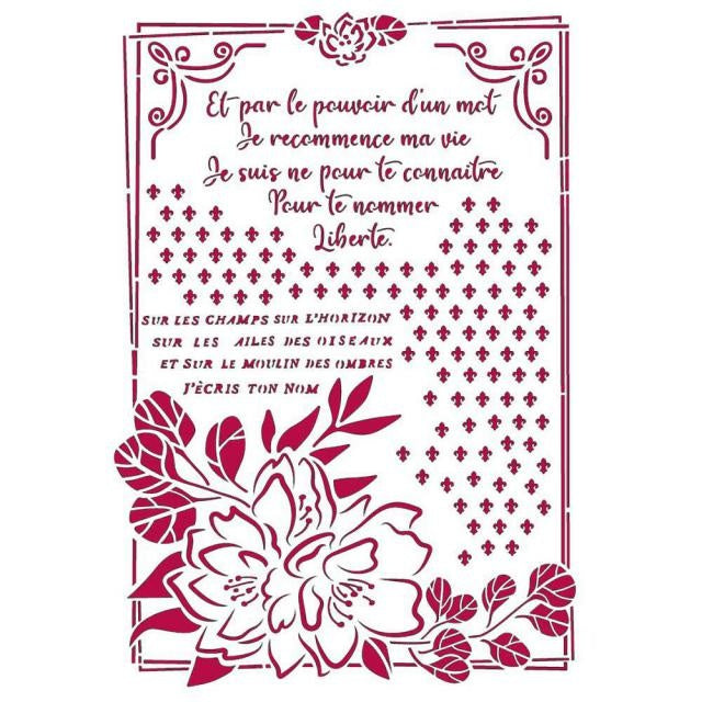 Stencil G 21x29,7 cm - Romantic Journal flower with frame